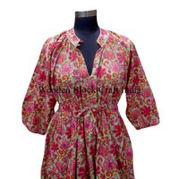 Robe décontractée pour femme Club A-Line à imprimé floral, en coton, grande taille, respirante, écologique, sexy, taille naturelle, manches bouffantes, pour l'été