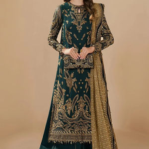 Robe de soirée Anarkali Lehenga Choli pakistanaise, lourdement ornée, pour femmes, avec broderie de mariée fantaisie, style mariage - Product Image 1