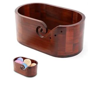 Tazón de hilo de gran tamaño de madera de acacia mayorista, tazón de tejer de ganchillo portátil, OEM, ODM aceptado de exportador indio - Product Image 5