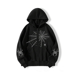 Venta al por mayor personalizado de alta calidad Rhinestone Hoodie diseño 2025 cremallera completa personalizado Rhinestone Hoodies - Product Image 1