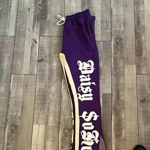 กางเกงวอร์มขาบานทรงจ็อกเกอร์ผู้ชายคุณภาพสูงแบบสั่งทำพิเศษ ขายส่ง กางเกงลำลองเอวยางยืดแบบแบน ดีไซน์ต่อผ้า - Product Image 2