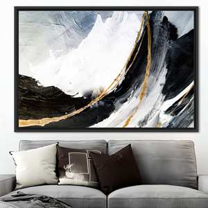 Impression sur toile d'art moderne noir et or - Décoration murale de luxe, 1P : encadré noir - Product Image 1