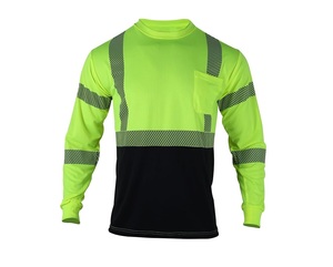 เสื้อยืดสะท้อนแสงสำหรับผู้ชาย ANSI Class 3 สีส้ม เสื้อทำงานแขนยาวโพลีเอสเตอร์แบบมองเห็นได้ชัดเจนสำหรับงานก่อสร้างและงานถนน - Product Image 6