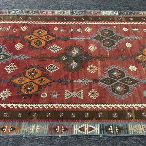 Tapis vintage, tapis de sol de 5,7 x 12,1 pieds, tapis en laine Kilim arc-en-ciel - Product Image 5