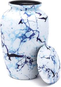 Urna de cremación de latón para adultos clásica esmalte blanco perla con acabado de níquel cromado estilo americano hecho a mano en la India - Product Image 5