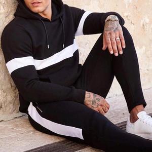 Sweat à capuche décontracté de haute qualité pour hommes ensemble de sweat-shirt Simple mode Style de rue épaules larges Logo personnalisé couleur unie coupe ample - Product Image 4