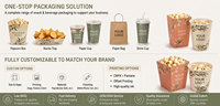 Gobelets à popcorn en kraft avec logo personnalisé, seaux jetables, emballages recyclables pour popcorn