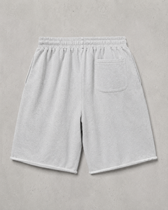 Pantalones cortos deportivos de algodón French Terry de alta calidad, personalizados con logotipo gráfico de perlas, hasta la rodilla, estilo baggy, desgastados, para hombre. - Product Image 3