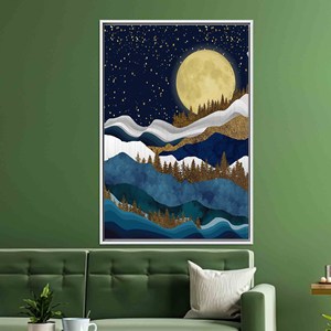 Tableau imprimé sur toile : décoration murale abstraite « Sérénité des montagnes », toile encadrée blanche - Product Image 1