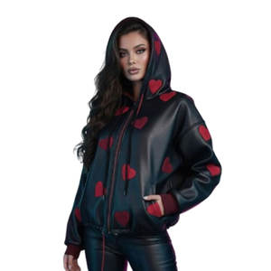 Sweat à capuche en cuir pour femme - Design équilibré, port confortable, style luxueux, intérieur doux, look élégant, coupe-vent et respirant - Product Image 1