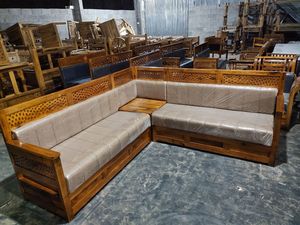 Sofá Esquinero en Forma de L Convertible de Madera de Lujo con Sofá Cama para Sala de Estar - Product Image 4