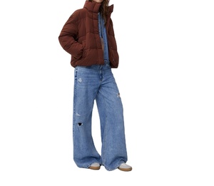 Chaqueta personalizada de nuevo estilo para mujer, abrigo de mezclilla blanco bordado con hombrera, cierre de botón, chaqueta vaquera para mujer - Product Image 3