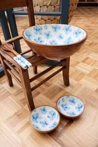 Ensemble de bols en bois de manguier nervuré, forme poire, empilables, finition blanchie, pour la préparation de repas sains et le rangement sur la table à manger - Product Image 2