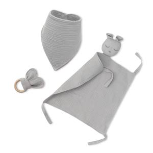 SET de mordedores Doudou Bandana-MOD. Oso de Peluche Suave Color Gris Petrol con Características Masticables - Product Image 1