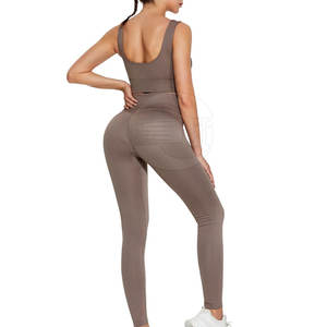 ชุดบราโยคะ2ชิ้นสำหรับผู้หญิงเลกกิ้งแห้งเร็วผ้าสแปนเด็กซ์/ ผ้าโพลีเอสเตอร์เอวยางยืดปิดออกกำลังกาย - Product Image 3