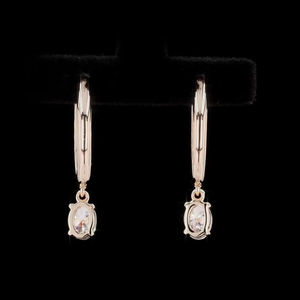 Elegantes pendientes de diamantes cultivados en laboratorio de 0,99 quilates para mujer en forma ovalada de oro rosa de 14 quilates, pendiente de diamantes de claridad VVS-VS para mujer - Product Image 6