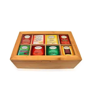 Twinings kantong teh sampel bermacam-macam dalam kotak hadiah bambu (80 hitungan) 16 rasa hadiah untuk Wanita Pria orang tua keluarga (hanya kotak)