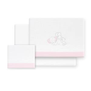 Juego de 3 Piezas de Ropa de Cama de Felpa de Coral para Cochecito, Tejido con un Lindo Patrón de Osito y Elefante, Modelo OSO ELEFANTE - Product Image 1