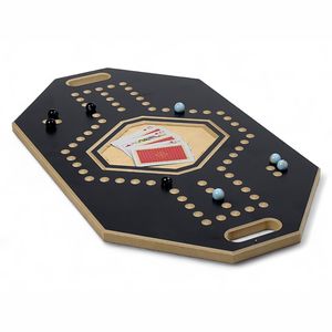 Jeu de société pliant en bois de qualité supérieure avec trous de cheville Plateau de jeu portable durable à deux demi avec poignées Jeu de Jackaroo en bois - Product Image 2