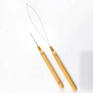 Most Selling Hair Extensions Tool Pulling Loop <b>Needle</b> Wooden <b>Threader</b> Wire Pulling Hook Tool for Extension Wood Metal for Women - Product Image 2