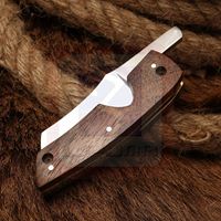 Kaufen Sie hand gefertigtes Klappt aschen messer mit Holzgriff 1065C Klinge aus Kohlenstoffs tahl für Camping Survival EDC