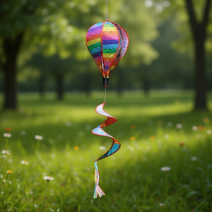 Carillon éolien Design2 Bdt en forme de ballon arc-en-ciel avec queue en spirale, diamètre 28 cm et longueur 110 cm, décorations de jardin - Product Image 3