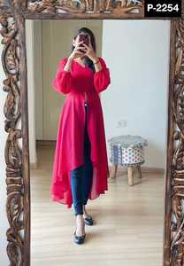 Nueva llegada étnica Faux Georgette listo Kurtis para las mujeres de talla grande Casual fiesta Festival desgaste indio y paquistaní ropa - Product Image 5