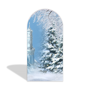 Traumhaftes Schloss-Hintergrundbild Blaue Märchenwelt Eis- und Schneewelt Fotohintergrund für Geburtstag Stoffbezug Dekoration für Party-Events - Product Image 4