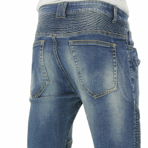 Jean motard bleu classique respirant à séchage rapide avec sections de genou et de hanche texturées pour la protection de moto des hommes - Product Image 5