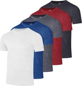 เสื้อยืดออกกำลังกายแบบแห้ง5แพ็คของผู้ชายเสื้อแขนสั้นระบายอากาศสำหรับออกกำลังกายในยิมวิ่งออกกำลังกายและชุดกีฬาลำลอง - Product Image 1