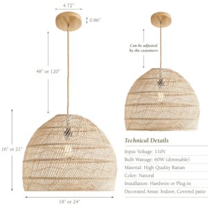 Tự Nhiên Bắc Âu Phong Cách Tre Đèn Mặt Dây Chuyền Ánh Sáng Chuông Hình Dạng Nhà Bếp Đảo Đèn Trang Trí E26 Bóng Đèn Cơ Sở Kích Thước Nhỏ Cho Ngôi Nhà - Product Image 3