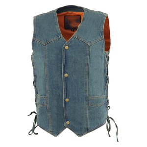 เสื้อกั๊กยีนส์คุณภาพสูงสั่งทำพิเศษ สไตล์ลำลองสำหรับฤดูใบไม้ร่วง คอลเลคชั่นนักขี่มอเตอร์ไซค์ ผลิตจากผ้าฝ้าย 100% ระบายอากาศได้ดี ส่งตรงจากโรงงาน - Product Image 5