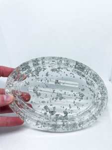 Top qualité nouveau plateau en résine transparente personnalisé feuille d'or intégré à l'intérieur carré circulaire porte-savon plateau à bijoux - Product Image 4