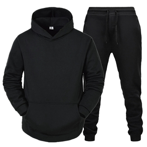 Survêtement vierge de haute qualité noir joggers d'entraînement ensemble de sport pour hommes survêtements unis pour hommes - Product Image 2