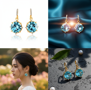 Wholesale Elegant Vintage 925 Sterling Silver Rhodium Plated Earrings with Blue Topaz and <b>Pearl</b> for Women Weddings and Parties - Product Image 4