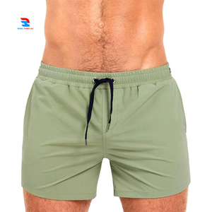 Pantalones cortos de yoga y fitness para hombre, estilo callejero, algodón sólido, poliéster, cordón personalizado, cintura, gimnasio, ropa de ejercicio, teñido liso - Product Image 1