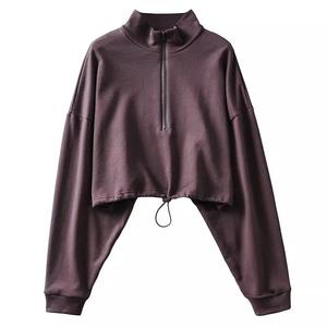 GAF Wholesale High Quality Custom Logo <b>Half</b> <b>Zip</b> Hoodies Comfy <b>Fleece</b> Pullover <b>Women</b> Crop Top Sweatshirt - Product Image 3