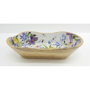 Bandeja de servicio de forma rectangular de madera de diseño personalizado con acabado de esmalte de calcomanía para el hogar y hoteles bandeja de servicio de comida hecha a mano a granel - Product Image 1