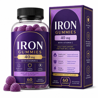 Gummies de fer OEM 40mg avec Vitamine C, Méthylcobalamine, B12, Folate, Pectine de Betterave, Végétaliennes, pour la Vitalité Sanguine et la Santé Féminine