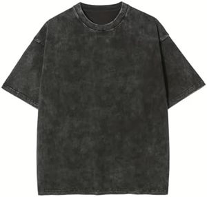 Camisetas holgadas de algodón de gran tamaño para hombre, ropa de calle informal de manga corta Vintage lavada, 100% algodón - Product Image 3