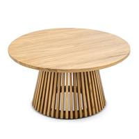 Table de salle à manger extérieure moderne à lattes rondes en bois massif, polyvalente pour la maison, l'hôtel, la villa, la cour, l'entrée et les applications de bord de mer