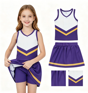 Baby Girls Purple <b>Gold</b> Stripe Vest Top Skirt Shorts Team Yoga Active <b>Clothes</b> Sets - Product Image 6