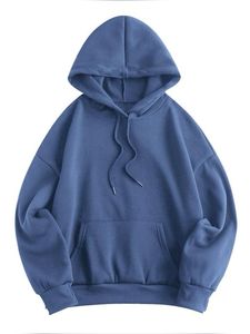 เสื้อมีฮู้ดของผู้ชายผ้าฝ้ายคอตตอน100% มีฮู้ดคอลลีดมีฮู้ดโลโก้ด้านหน้าแบบสีทึบสำหรับฤดูหนาวสินค้ามาใหม่ - Product Image 5