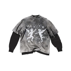 T-shirts graphiques d'été 100% coton de haute qualité pour hommes Double couche à manches longues avec col rond - Product Image 1