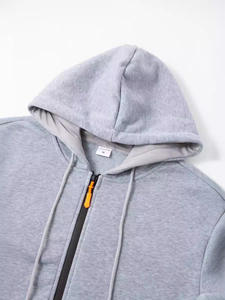 Custom Logo Men's Casual Hoodie 100% Polyester Fleece <b>Zipper</b> <b>Sweatshirt</b> Knitted Workout Streetwear for Winter Hooded - Product Image 5