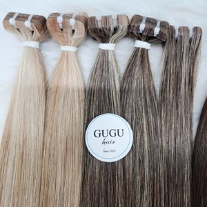Extensions de cheveux à bandes adhésives en cheveux vierges indiens doublement tirés, qualité supérieure, cheveux humains lisses, pour améliorer la beauté - Product Image 6