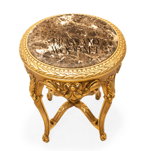 Juego de Mesa de Centro de Madera Dorada de Estilo Rococó de Lujo - Product Image 5