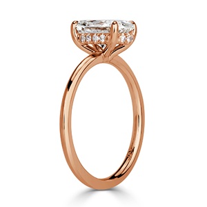 Anillo de Diamante Ovalado Delicado y Fino con Halo Oculto, Oro Puro Sólido de 14K y 18K, Certificado, Cultivado en Laboratorio, Joyería para Mujer - Product Image 5