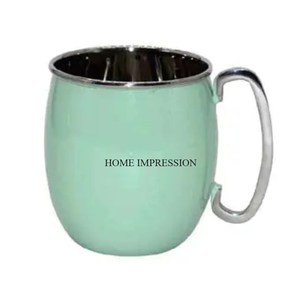 Taza de café de Metal de estilo americano 2025 de alta calidad, taza de cerveza chapada en Color azul con cuchara, diseño estándar para vasos de fiesta de Club - Product Image 6