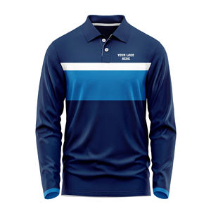 Polo de golf personnalisé pour hommes à manches longues en polyester/spandex extensible à séchage rapide vêtements de golf de coupe athlétique de l'usine du Vietnam - Product Image 2